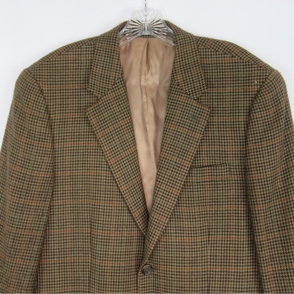LAUREN RALPH LAUREN Lambswool Houndstooth Plaid Blazer Men Size 40S - Picture 3 of 12